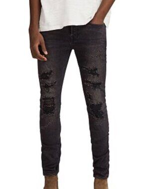 Allsaints Mens Cigarette jeans w33 Dark Grey/Charcoal color